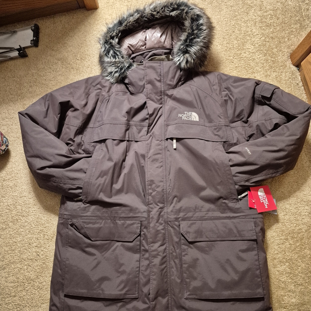 The North Face Dark Brown Jacket with Faux Fur Trim. This Parka Is Very Warm!